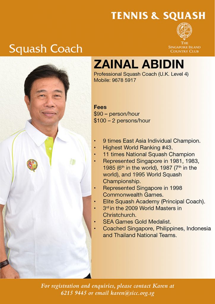 TENNIS & SQUASH _ ZAINAL ABIDIN – The Singapore Island Country Club